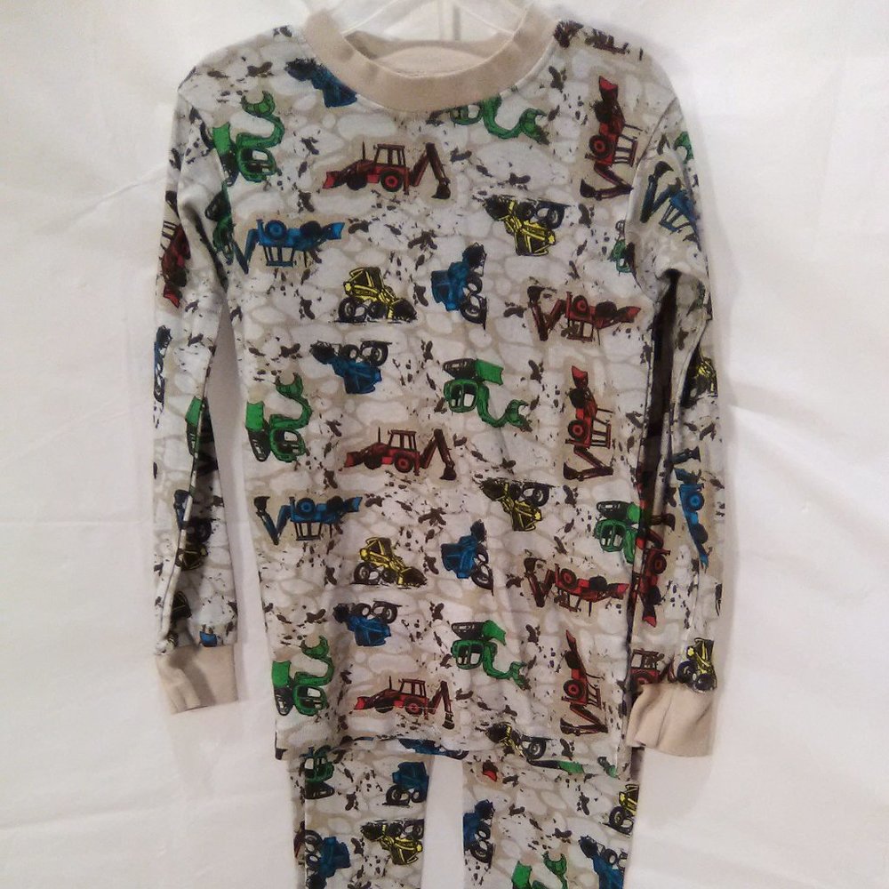 Kirkland Signature Boy's 2 Piece Pajamas set Color Tan w/ Trucks Size 8